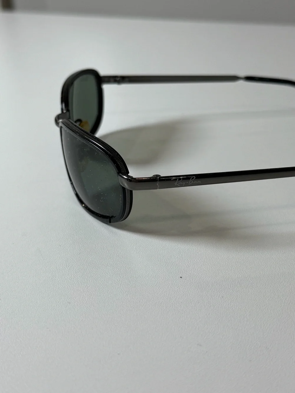 Ray-Ban Vintage RB3047 Made in Italy Black Frame Sunglasses with Green Lenses